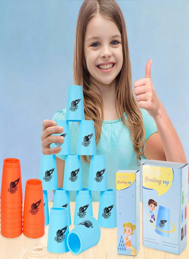 SEISSO 24PCS Quick Stack Cups, Sports Training Game for School Family Party, Kids Gifts Starter Set of Stacking Cup, Blue & Red - Image 2